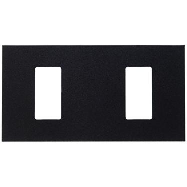 Imagem de Leviton Placa de parede MNW02-E 2-Gang 2 dispositivos largos, sem barbatanas quebradas, policarbonato, montagem de encaixe, preta