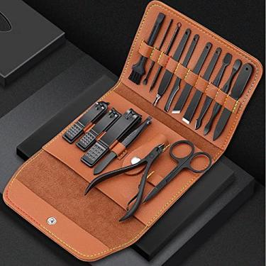 Imagem de Conjunto de manicure profissional kit de cortador de unhas, kit de manicure de aço inoxidável com 16 peças, presentes para homens e mulheres, conjunto de manicure e pedicure, ferramentas de cuidados com as unhas do pé kit de cuidados com as unhas com estojo portátil de viagem