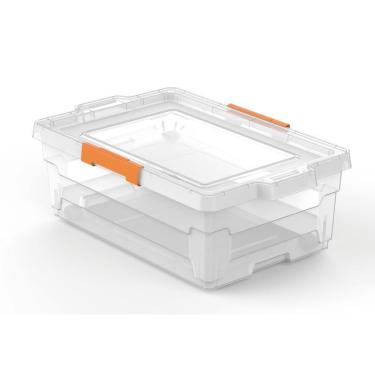 Imagem de Caixa organizadora com tampa E rodas em plastico 40 litros transparente