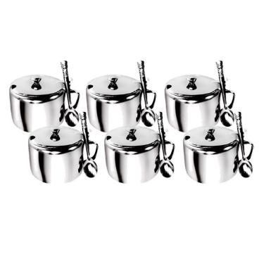Imagem de Kit 06 Açucareiro Inox Com Colher Para Sua Cozinha 250Ml