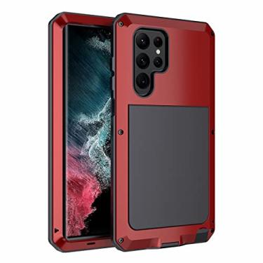 Imagem de Capa para Samsung Galaxy S22/S22 Plus/S22 Ultra, à prova d'água resistente à prova de choque capa à prova de poeira proteção de tela integrada, vermelha, S22 Ultra 17,8 cm