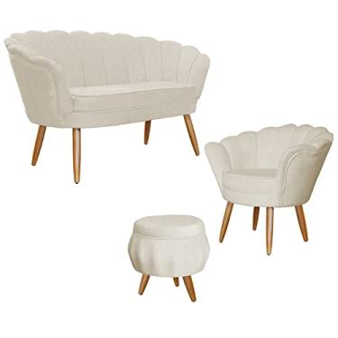 Imagem de Kit Pétala - Namoradeira, Poltrona e Puff Pétala Suede - Ds Estofados