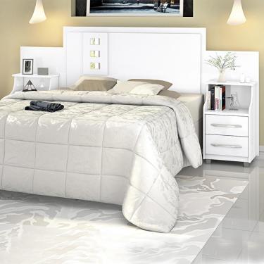 Imagem de Cabeceira com 2 Mesas de Cabeceira Para Cama Casal Queen e King Flórida - Branco