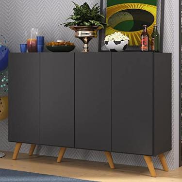 Imagem de Aparador Buffet 4 Portas Retrô Alemanha Multimóveis Br3556 Preto/natural