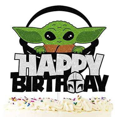 Imagem de Happy Birthday baby Cake Topper Space Theme Cake Topper black Glitter Birthday boy girl baby Baby Shower Party Decoration LIANGSS