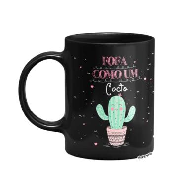 Imagem de Caneca Divertida - Fofa como um cacto - Preta