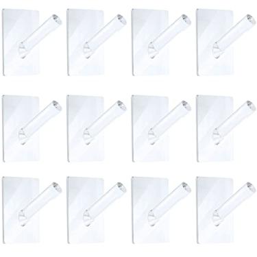 Imagem de Jetec 12 peças ganchos de casaco de acrílico ganchos montados na parede rack de chapéu gancho de roupão organizador único adesivo ganchos de parede transparentes ganchos decorativos para roupas, chapéu, cabide de toalhas