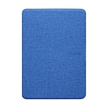 Imagem de ALMIGHTY Capa nova para Kindle Paperwhite de 6,8 polegadas 11ª geração 2021 capa de padrão de tecido à prova d'água de cor pura, inteligente despertar/hibernar, azul