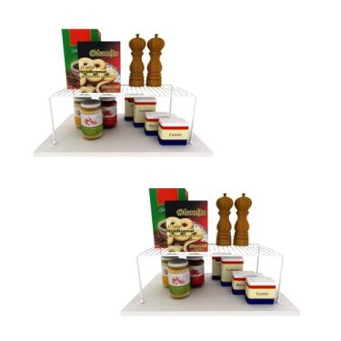 Imagem de Kit Organizador Prateleira Grande Cozinha Armário Suspenso 42cm Suporte Autossustentável Aço Reforçado Cor: Branco