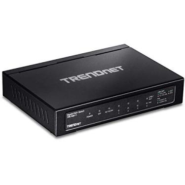 Imagem de Switch Gigabit Poe+ TRENDnet de 6 portas, TPE-TG611, 4 portas Gigabit Poe+, 1 porta Gigabit, 1 slot SFP, suporta módulos SFP de fibra 100/1000Base-FX, switch de rede Ethernet Desktop, proteção vitalícia