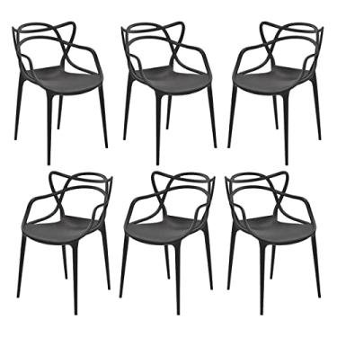 Imagem de Kit 6 Cadeiras Modernas para Mesa de Jantar com Encosto 53 x 82 Cm Allegra Preto RMI