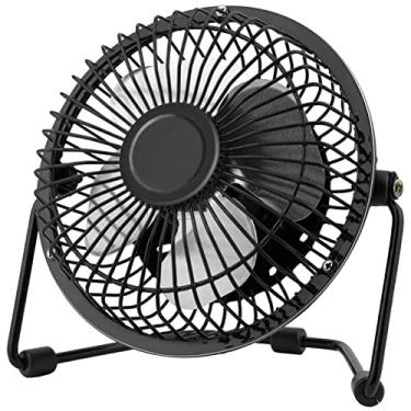 Imagem de Chchmu Ventilador USB Mini USB de mesa de 10 cm Ventilador de mesa portátil pessoal alimentado por USB PC Netbook para acampamento, casa, escritório, viagens ao ar livre, vento forte, preto