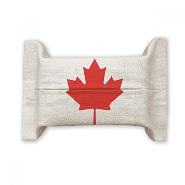 Imagem de Bolsa de linho de algodão com símbolo da cultura do país do Canadá, folha de bordo vermelha