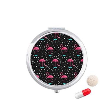 Imagem de Caixa de armazenamento de medicamentos com estampa de flamingo rosa e preto