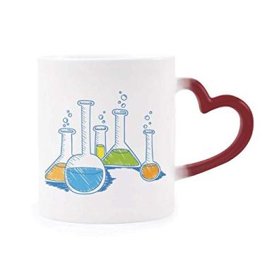 Imagem de Tubo de teste de química líquida, caneca sensível ao calor, copo de grés que muda de cor vermelha