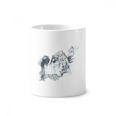 Imagem de Porta-canetas de pintura em aquarela arquitetônica arruinada Roma suporte para caneta, caneca de cerâmica com suporte para lápis