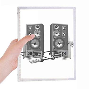 Imagem de Caderno com caixa de alto-falante musical com estampa de folhas soltas diário recarregável