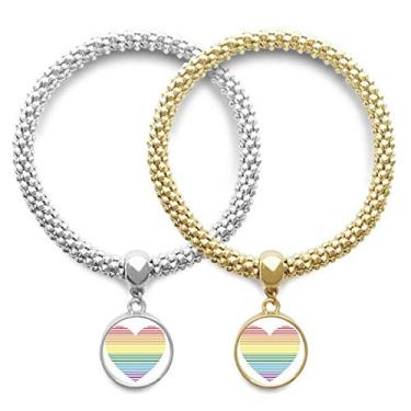 Imagem de DIYthinker Bracelete com pingente de coração LGBT LGBT com forro de lésbica, arco-íris, joia para presente de casal