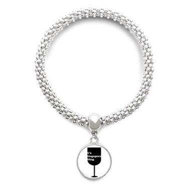 Imagem de DIYthinker Pulseira de prata com pingente de Singapura para coquetel com alça ajustável