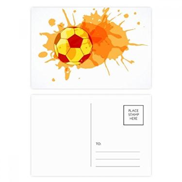 Imagem de Conjunto de cartões postais de futebol laranja esportivo aniversário correspondência cartão de agradecimento