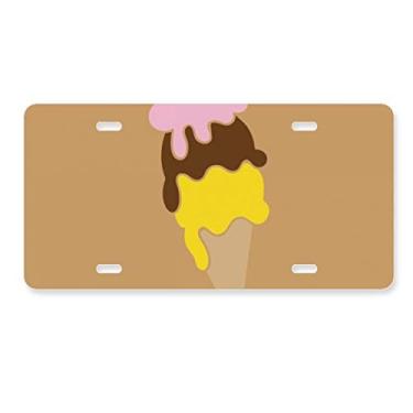 Imagem de DIYthinker Etiqueta de aço inoxidável para decoração de placa de licença de sorvete rosa marrom amarelo