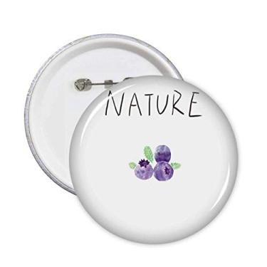 Imagem de Broches de Pintura Soloisland Blueberry Plant Badge Button Round Clothing Decoration 5 peças