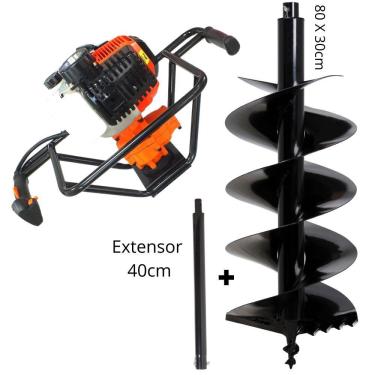 Imagem de Perfurador de Solo Vulcan Trent VPS520 2T 52cc 2,5hp com Broca 80x30cm + Extensor de 40cm Para Colocação de Estacas, Palanques e Mourões