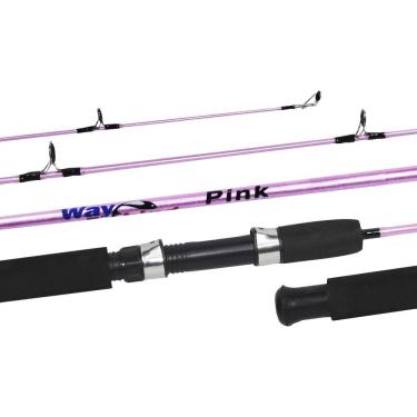 Imagem de Vara Pesca Molinete Way Fishing Rosa 1201 1,20m Fibra Vidro 5-15 Lbs Inteiriça
