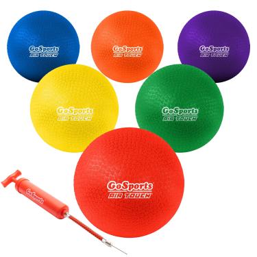 Imagem de GoSports Bola de Playground Air Touch de 21,5 cm (conjunto de 6) com bolsa de transporte e bomba, multicolorido