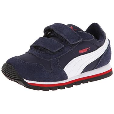 Imagem de PUMA Unissex-Child St Runner Hook and Loop, Casaco branco - vermelho de alto risco, 18