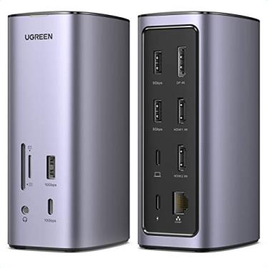 Imagem de UGREEN Estação de Ancoragem USB C 13 em 1, Dock PD para Laptop, HDMI DP 4K @ 60Hz (8K Max) Monitor de Tela Tripla para Windows e Mac, 10 Gbps USB-A, Carregamento de 100W