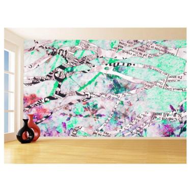 Imagem de Papel De Parede 3D Arte Recortes Jornal Colorido 3,5M Tra79