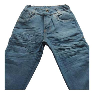 Imagem de Calça Jeans Infantil Menino Juvenil Masculina quadril amassadinho Lycra 4 a 10 anos azul Claro