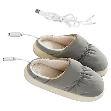 Imagem de KESYOO 1 Par sapatos de aquecimento de escritório chinelos aconchegantes aquecedores de pés sapatos quentes aquecedor de pés chinelos elétricos USB portátil sapatos aquecidos ferramenta