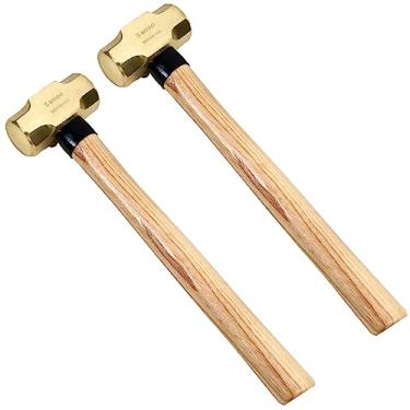 Imagem de WEDO Conjunto de marretas de trenó de latão, 2 peças, 1,3 kg + 1,3 kg, cabo de madeira, forjado, resistente à corrosão, padrão DIN