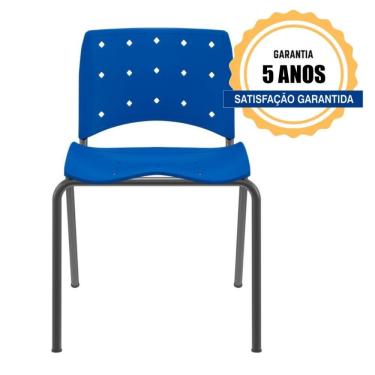 Imagem de Cadeira Ergoplax Secretaria Fixa Slim Azul Plaxmetal