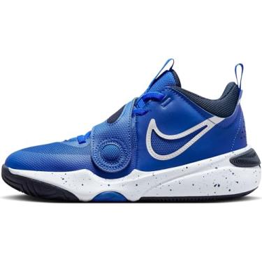 Imagem de Nike Tênis de basquete infantil Team Hustle D 11, Hyper Royal/Branco-obsidiana branca, 4 Big Kid