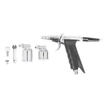 Imagem de Pistola de pintura a ar, kit de aerógrafo portátil de alimentação por gravidade Bico padrão de gatilho de ação dupla com