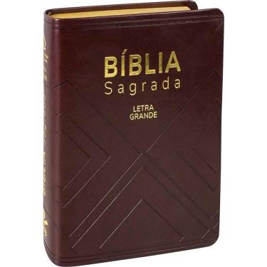 Imagem de Bíblia Sagrada Letra Grande Índice Capa couro sintético marrom