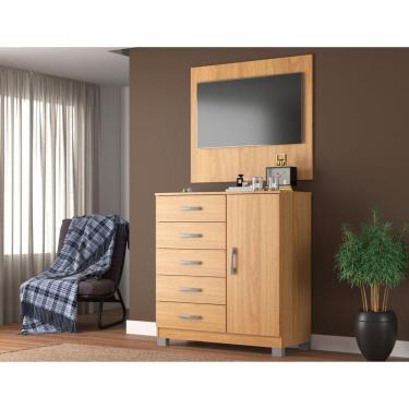 Imagem de Cômoda Sapateira 1 Porta 5 Gavetas com Pés + Painel Tv até 43 Polegadas Cinnamomo