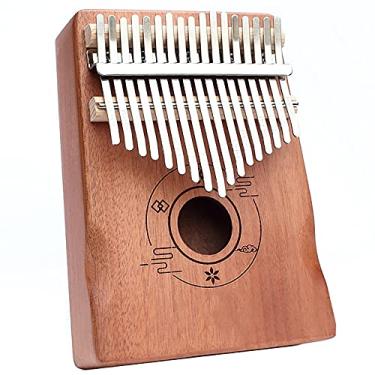 Imagem de Piano de dedo Kalimba de 17 teclas 18 cm x 13 cm amante da música piano de polegar iniciante com kit de aprendizagem e martelo de afinação instrumento de percussão de mogno pandeiretina em madeira