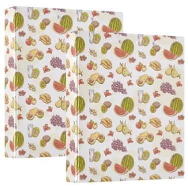 Imagem de Fichários de caderno de frutas frescas, melancia, uvas, morango, 3,8 cm, fichários de caderno com 3 argolas, bolsos internos, 1/2 pacote, material de escritório capa dura