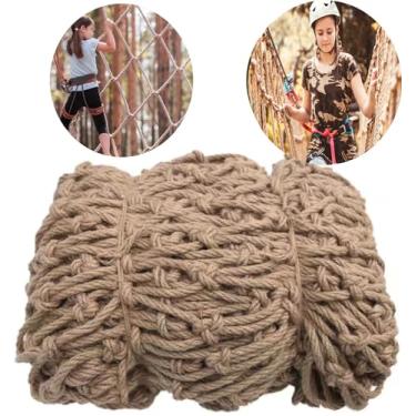 Imagem de Rede de segurança para escalada de corda de cânhamo para crianças - Rede de proteção infantil resistente para varanda, escadas, cercas, jardim e playground | Rede de corda para decoração