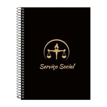 Imagem de Caderno Universitário Espiral 20 Matérias Profissões Serviço Social (Preto e Gold)