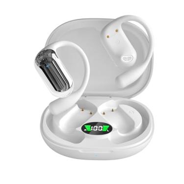 Imagem de Waillynice Fone de ouvido Q16S OWS OWS com clipe de orelha LED, Bluetooth, sem fio, Bluetooth, esportivo, estéreo, à prova d'água, redução de ruído com microfone (Q16S branco)