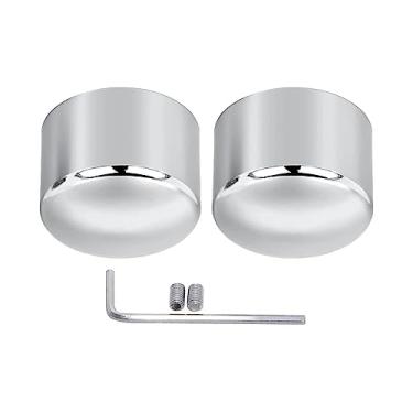 Imagem de RAGBUSCLE Conjunto de tampas de eixo da tampa da porca do eixo dianteiro, tampa da porca do eixo do garfo dianteiro, compatível com Harley Touring Dyna Street Glide Sportster, prata