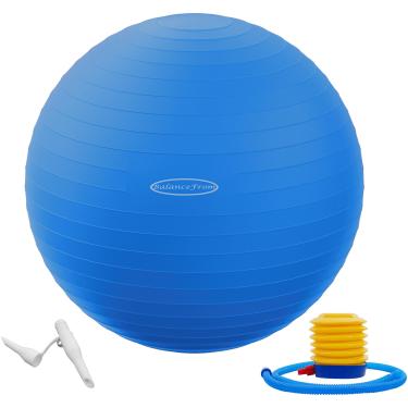 Imagem de Bola de Exercícios BalanceFrom Antiestouro e Antiderrapante com Bomba Rápida, Capacidade de 900 kg, Azul, 58-65 cm, G