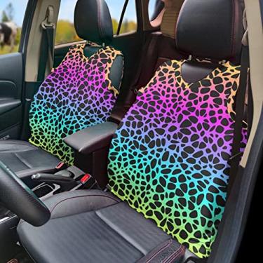 Imagem de GOSTONG Colete de capa de assento de carro com estampa de leopardo colorida para homens e mulheres, capas de assento de carro duráveis universais se ajustam à maioria