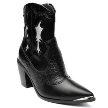 Imagem de Bota Western Cano Médio Vizzano Feminina - Preto e Prata - 40-Feminino