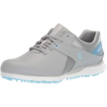 Imagem de Sapatos de golfe femininos FootJoy Pro/Sl, Grey/ Light Blue, 6 Wide